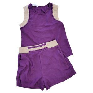 Super cute two-piece set, plum colored with embroidery, size P (fits like medium